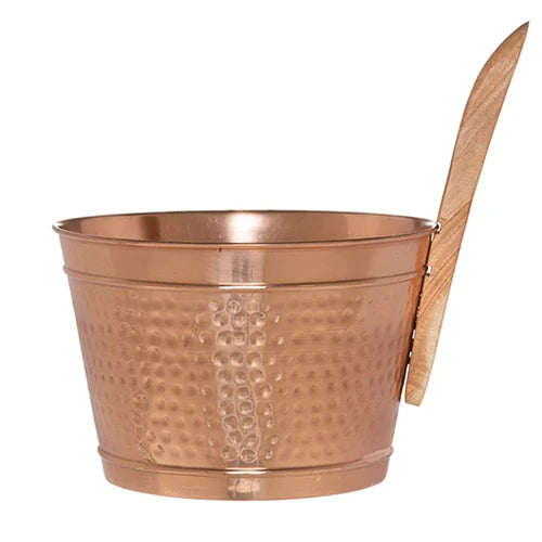 4Living Copper Sauna Bucket w/ Straight Wood Handle