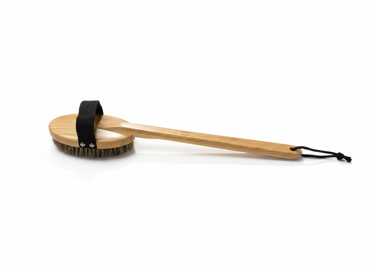 Rento Bamboo Bath Brush W/ Long & Detachable Handle